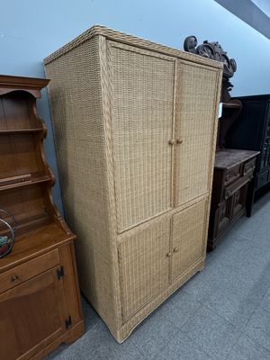Natural Wicker Entertainment Armoire