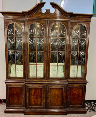 2 PC Breakfront Bubble Glass Cabinet by Drexel