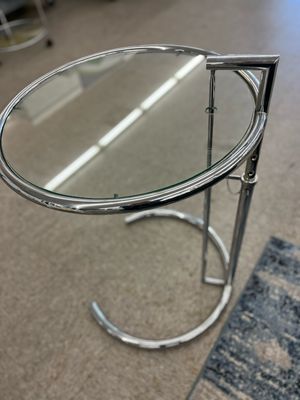E 1027 Chrome + Glass Adjustable Table by Eileen Gray