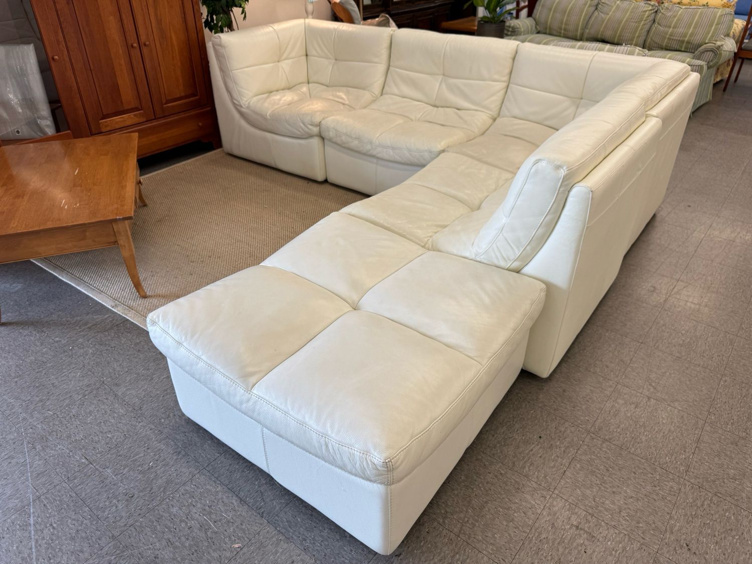 Genuine Leather Contemporary Sectional