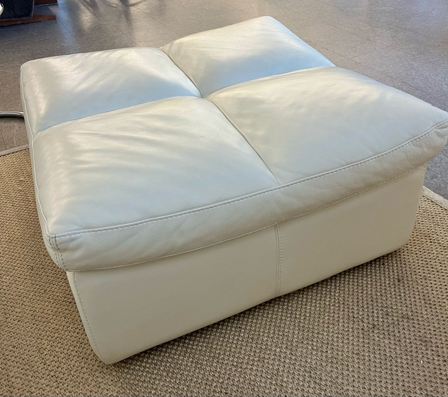 Contemporary Genuine Cowhide Leather Ottoman