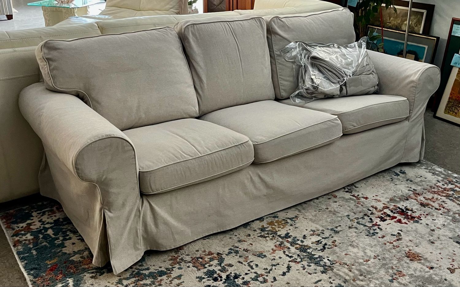IKEA EKTORP Sofa + Linen Colored Slipcovers