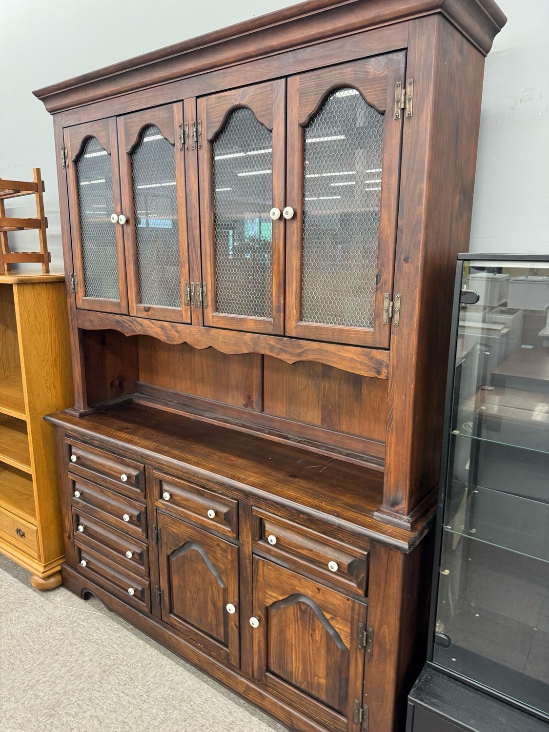 Vintage Chicken Wire Dining Hutch