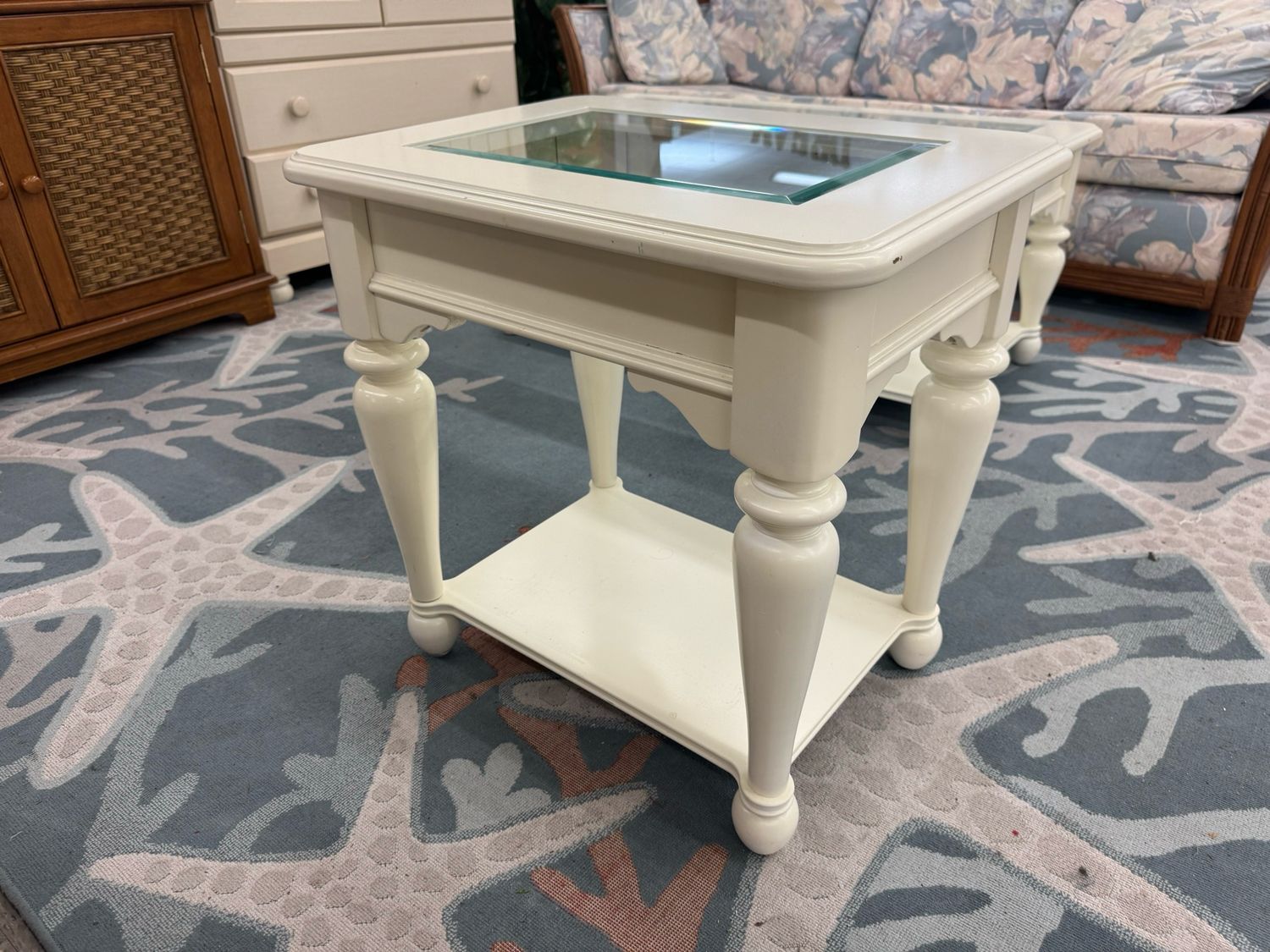Designer Glass Top End Table