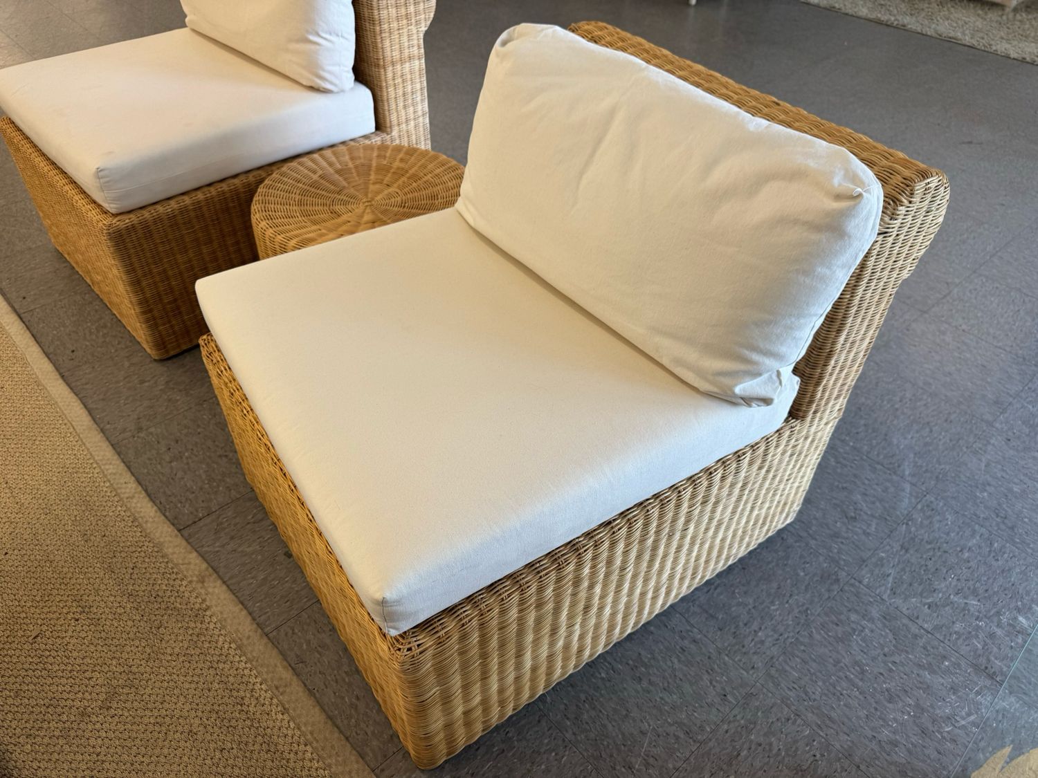 Sunporch Woven Wicker Slipper Chair + Cushions