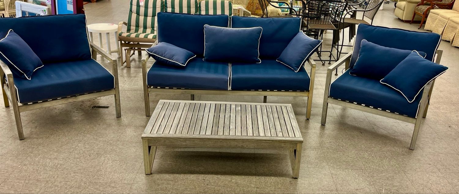 Hardwood Patio Deck Set + Cushions