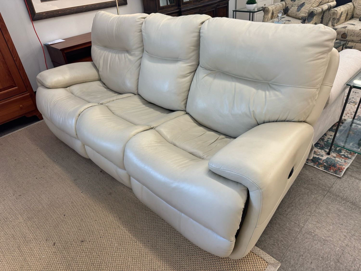 Leather Flexsteel Dual Electric Reclining Sofa