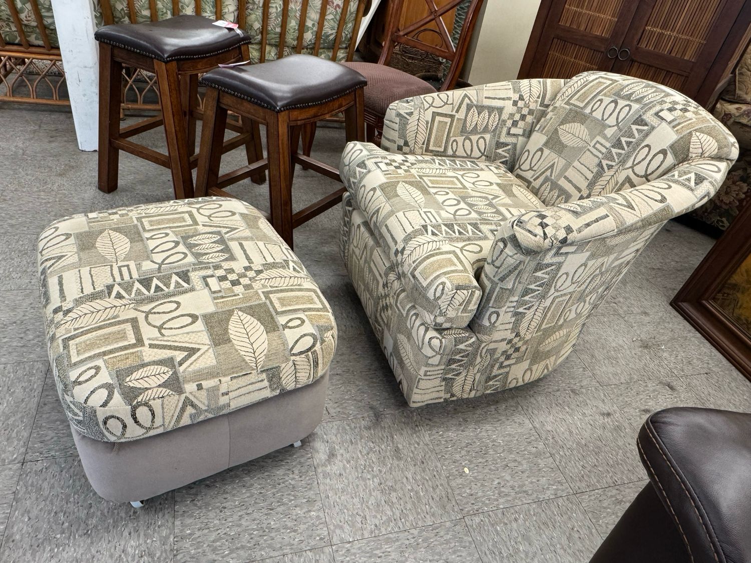 Contemporary Swivel Chair + Ottoman
