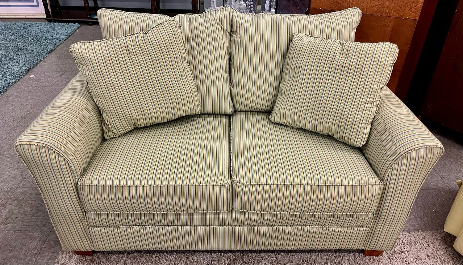 Green Striped Loveseat by Donaway Furniture