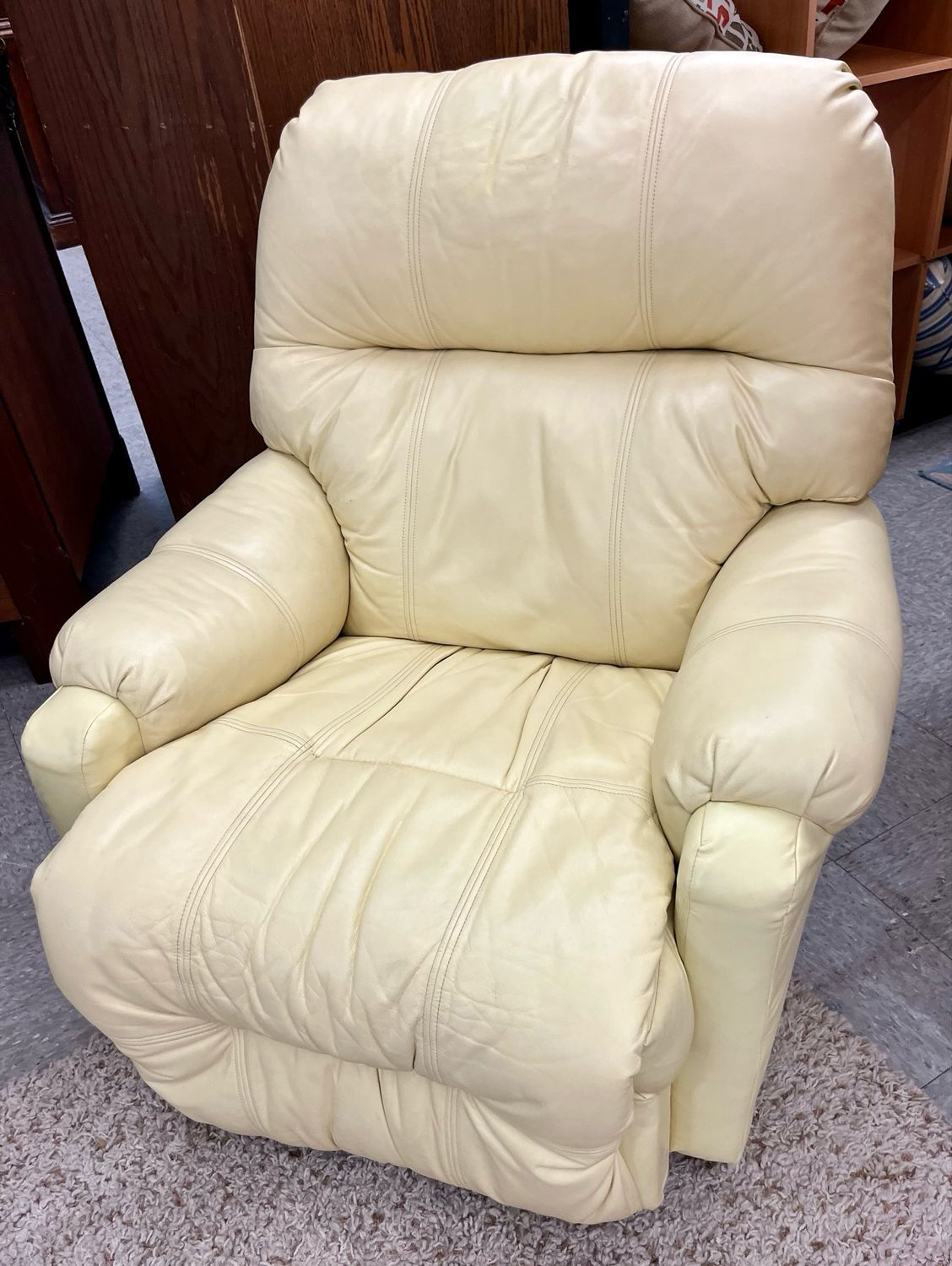 Pale Yellow, Leather Recliner