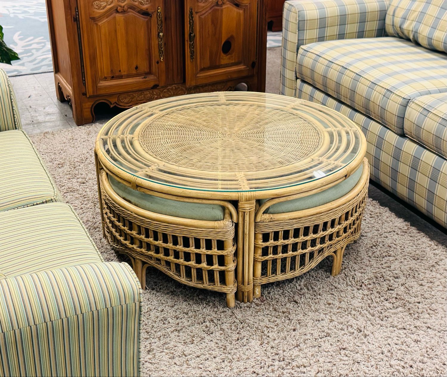 Braxton Culler Raffles Collection Cocktail Table + Wedge Benches