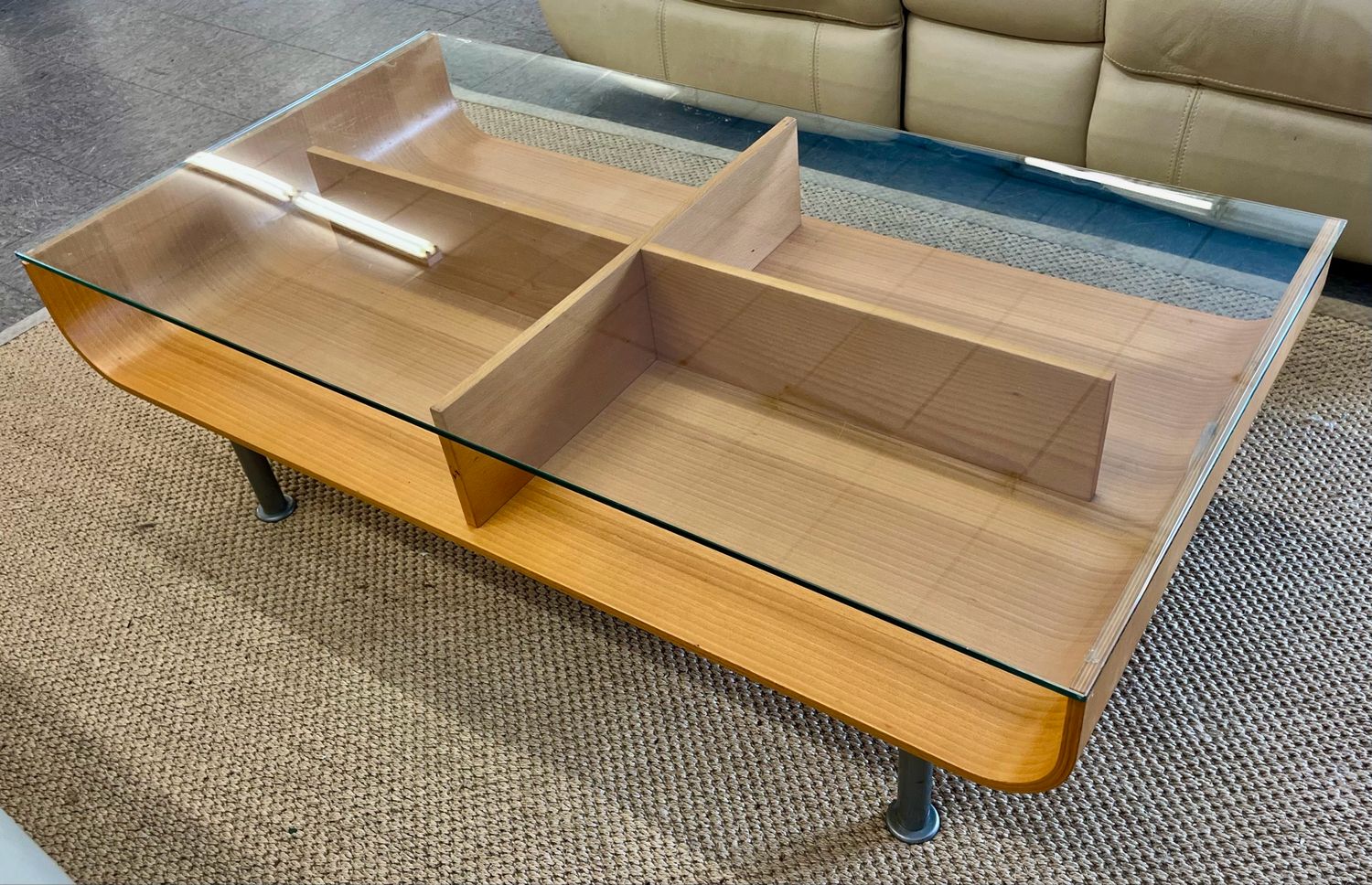 MCM Wood &amp; Glass Coffee Table