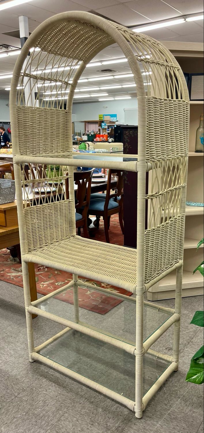 Wicker &amp; Glass Etagere