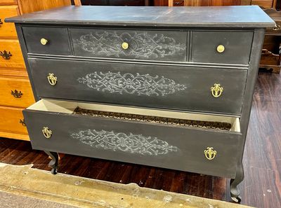 Chalk Painted Five Drawer Antique Dresser