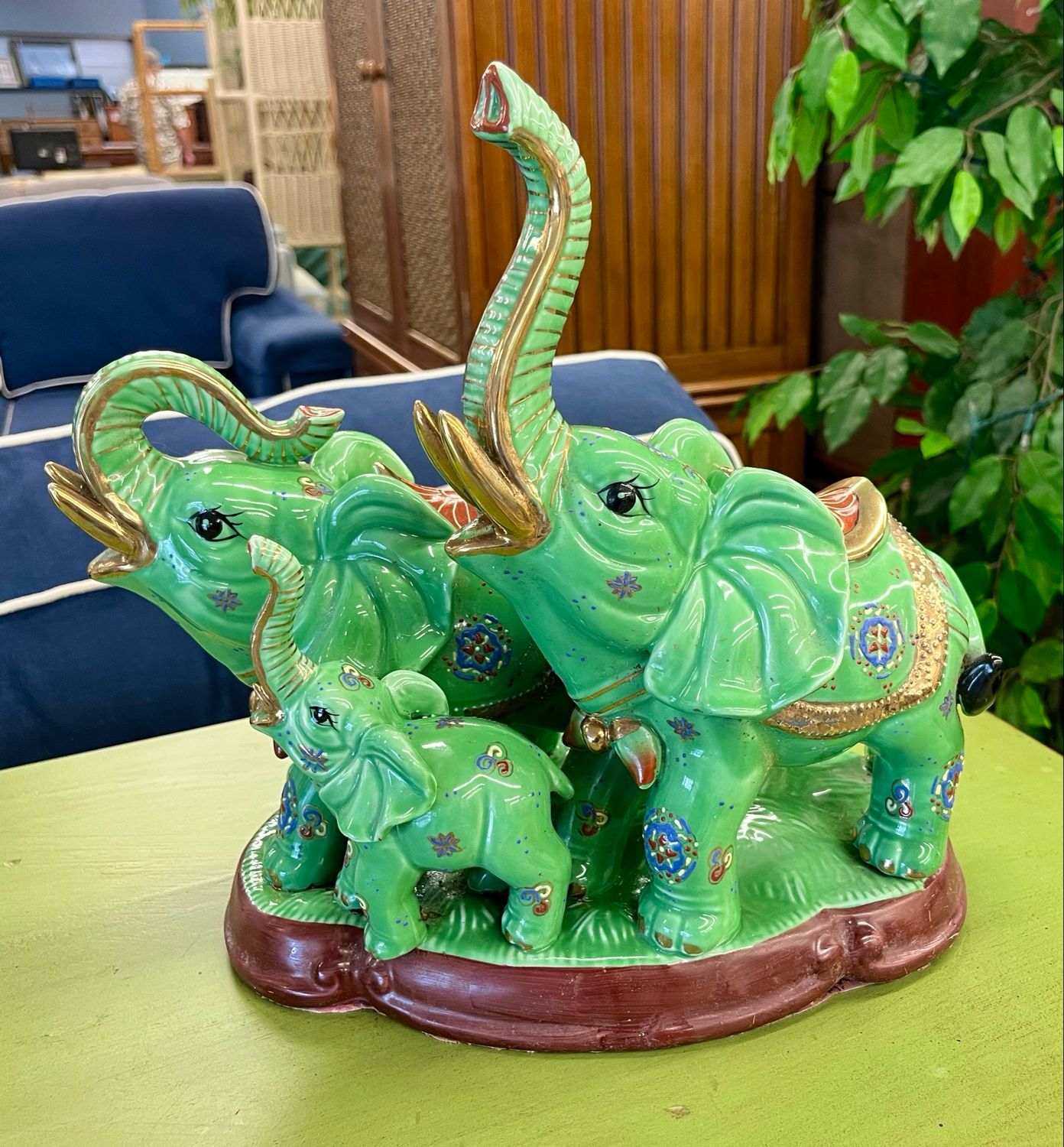 Green Trio of Elephants