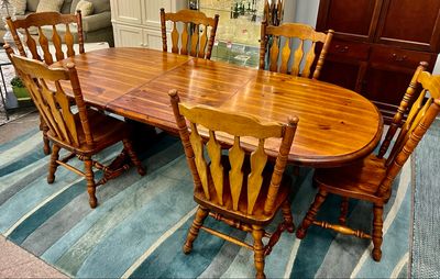 8 PC Trestle Table Dining Set