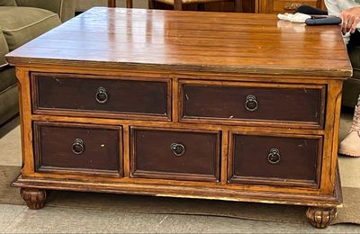 All Wood Five Drawer Coffee Table