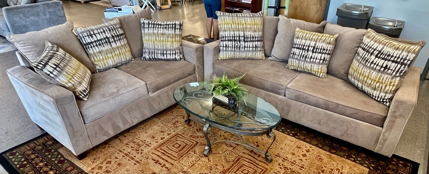 2 PC Tan Sleeper Sofa &amp; Loveseat Set