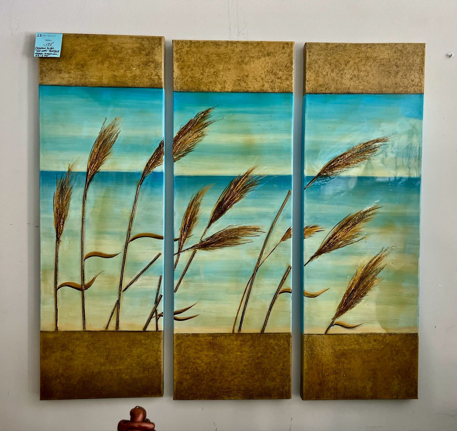 Set of 3 Sea Oats Art Panels-Triptych