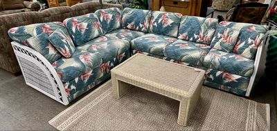 3 PC Tropical Sleeper Sofa L-Shaped Sectional