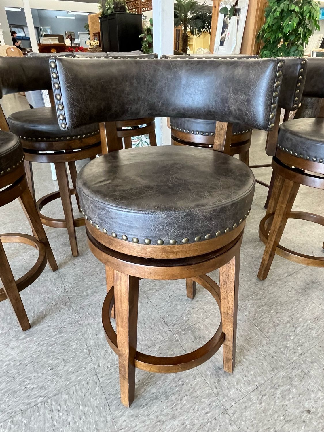 Vinyl Nailhead Swivel Stools