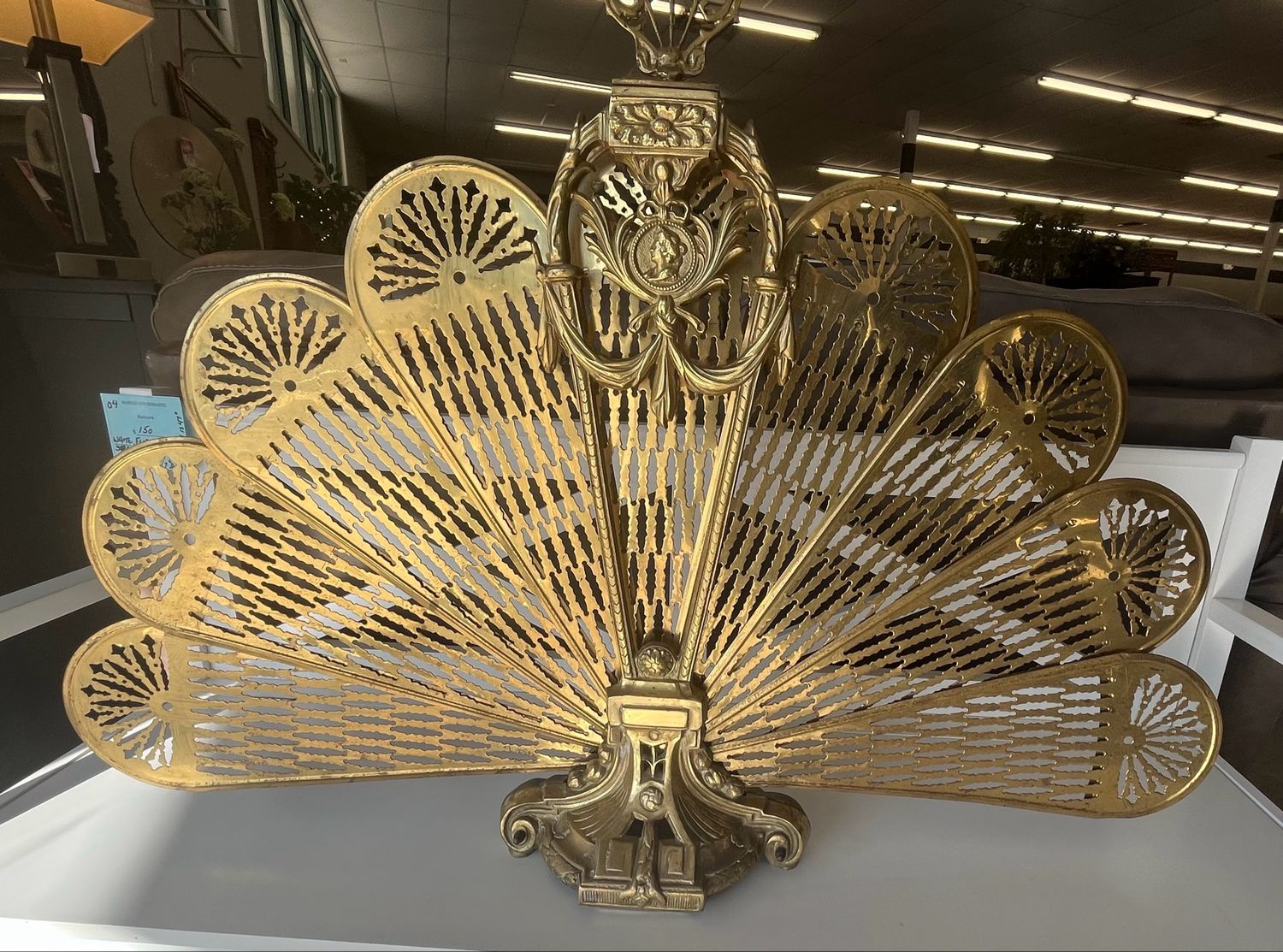 Peacock Style, Folding Brass Fire Screen Peacock Style, Folding Brass Fire Screen
