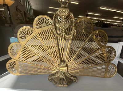 Peacock Style Folding Brass Fire Screen