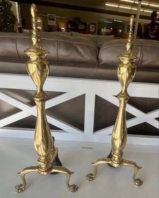 Vintage Federal Style  Brass Andirons