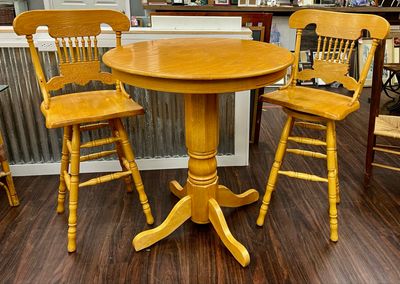 3 PC Oak High Top Dining Set