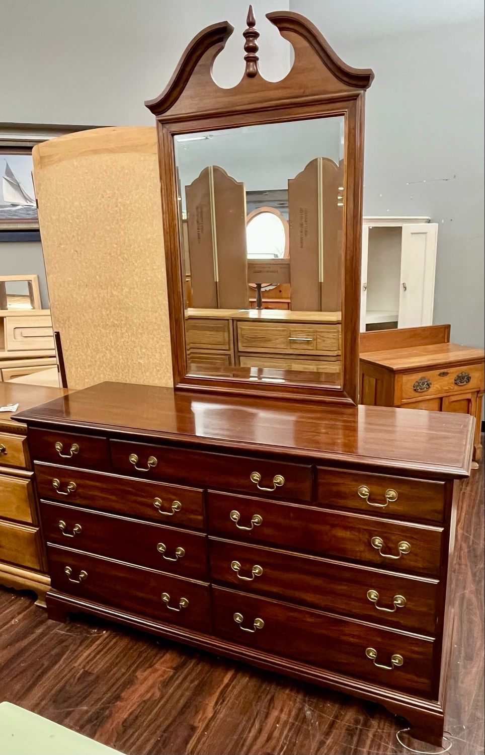 9 Drawer Cherry Dresser & Mirror 9 Drawer Cherry Dresser & Mirror