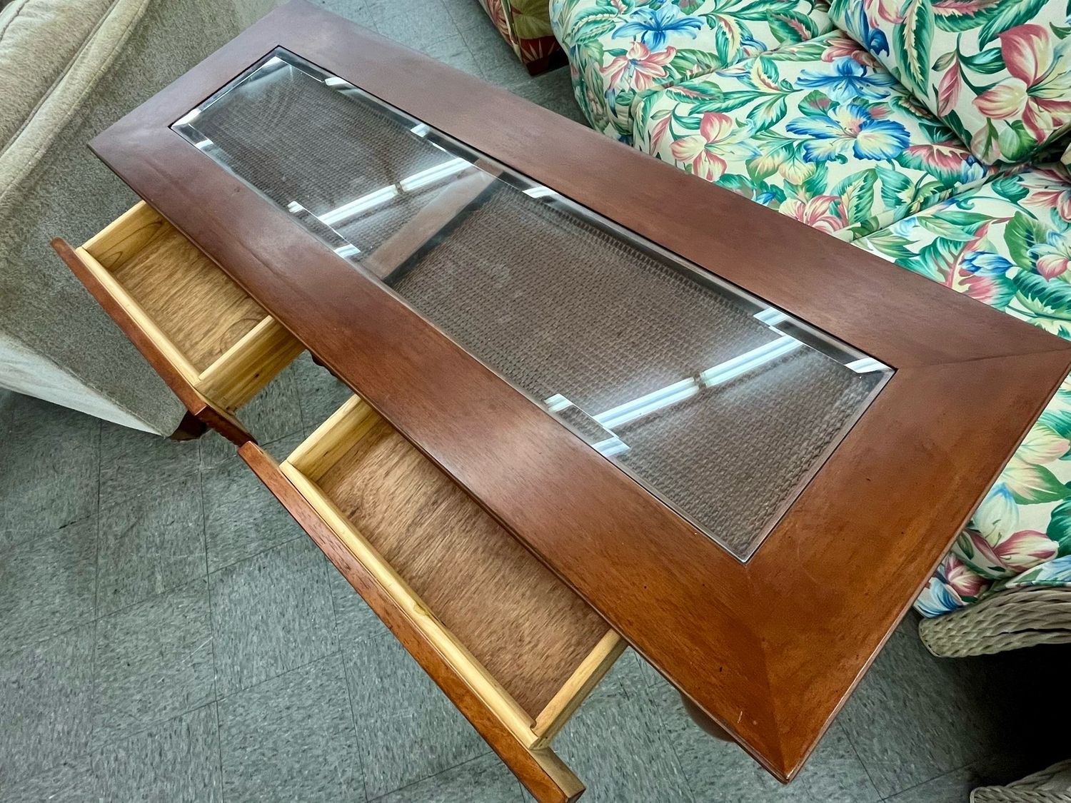 Glass Topped Console Table