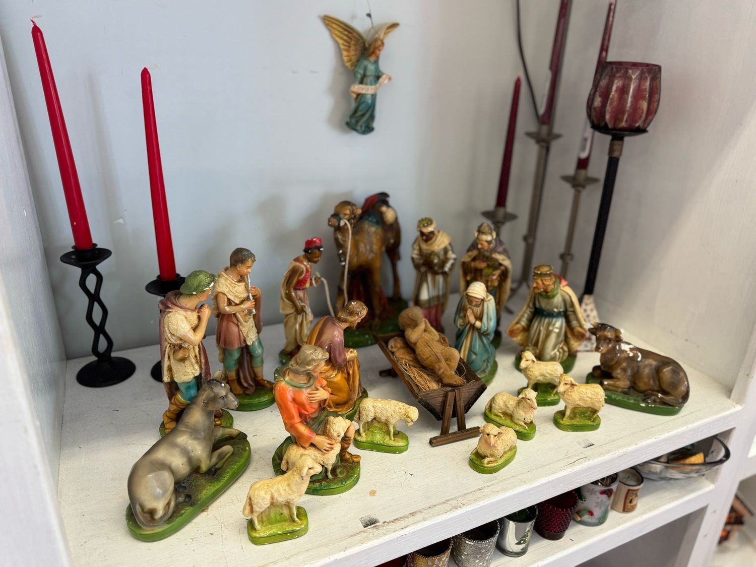 Vintage Chalkware 22 PC Nativity Set