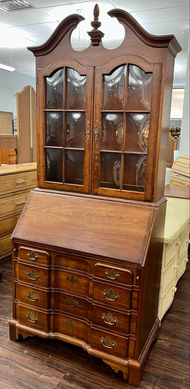 Vintage Secretary + Bubbled Glass Door Fronts