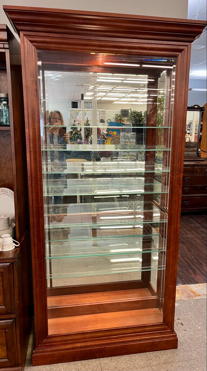 Lighted, Mirrored Glass Curio Cabinet