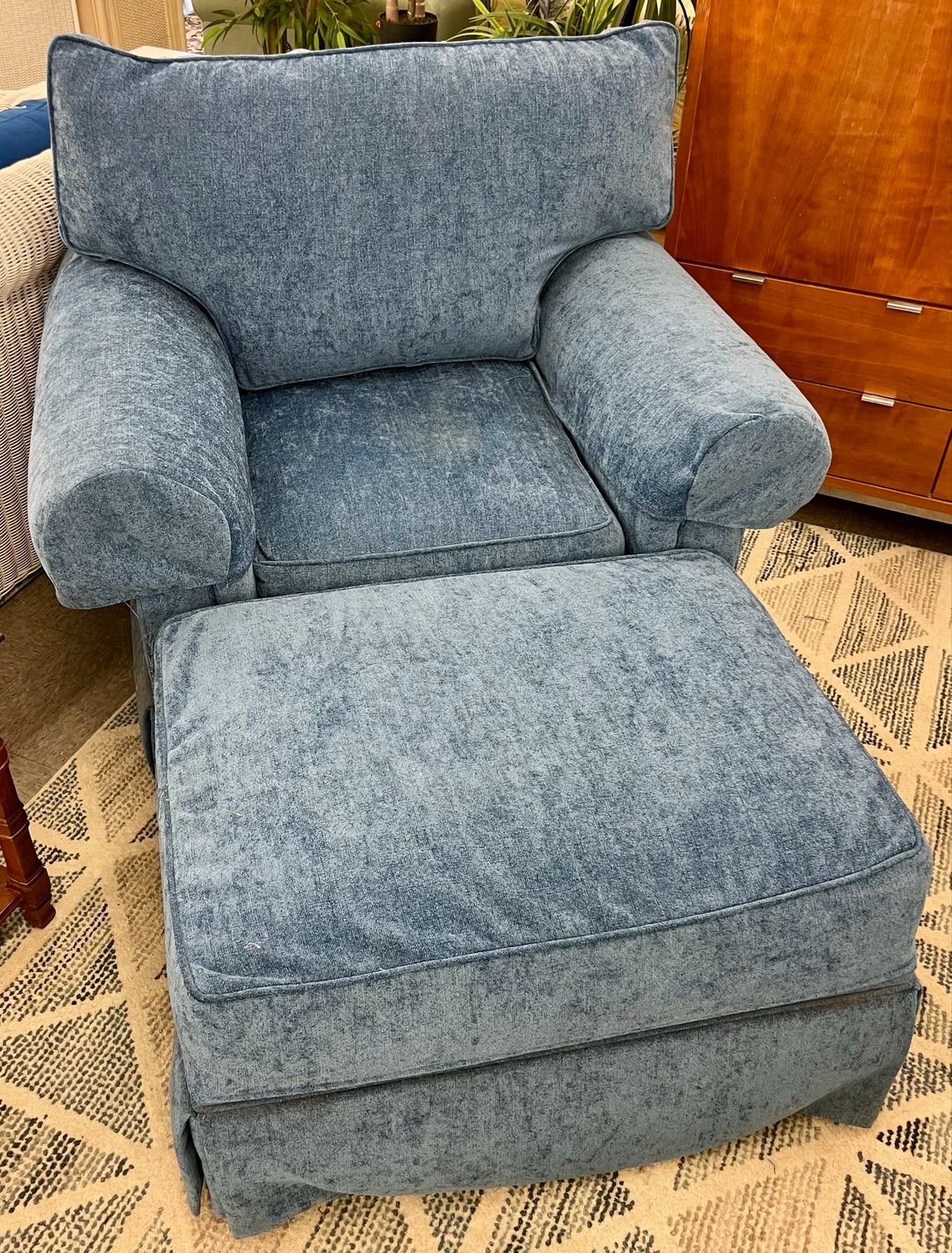 Oversized Blue Chair & Ottoman Oversized Blue Chair & Ottoman