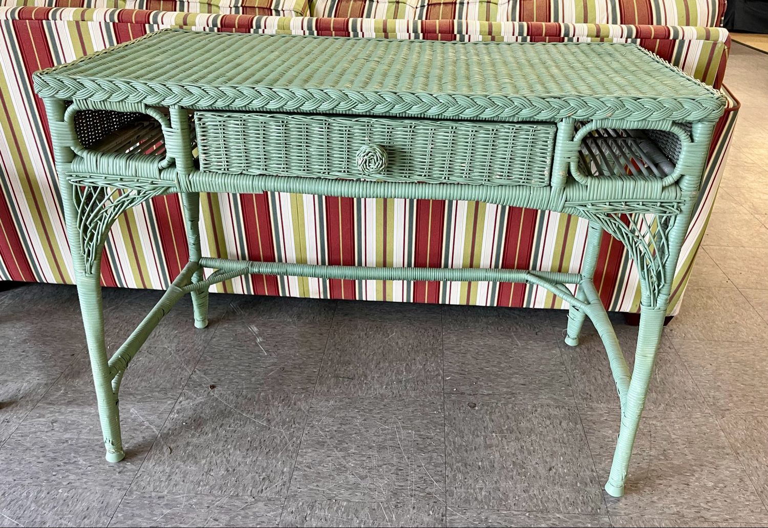 Vintage Green Wicker Desk