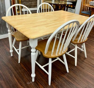 5 PC Pine &amp; White Dining Set