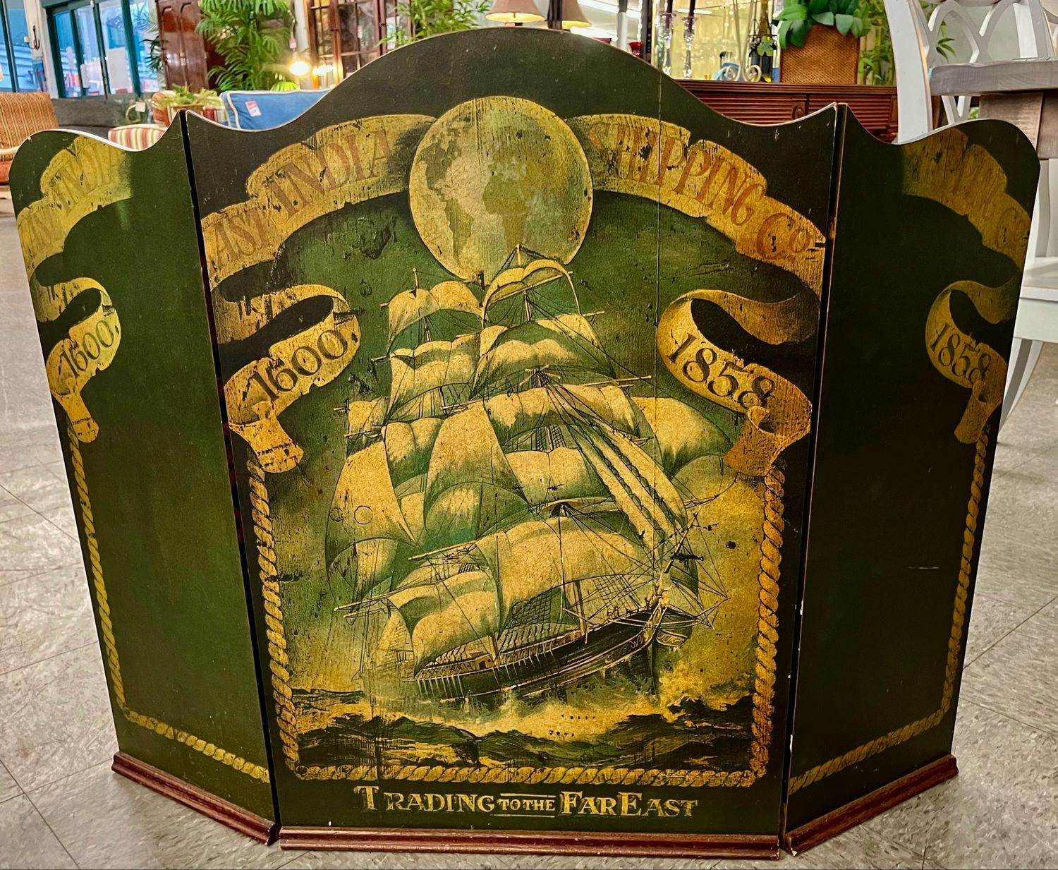 Painted, Tri-Fold Fire Screen Painted, Tri-Fold Fire Screen