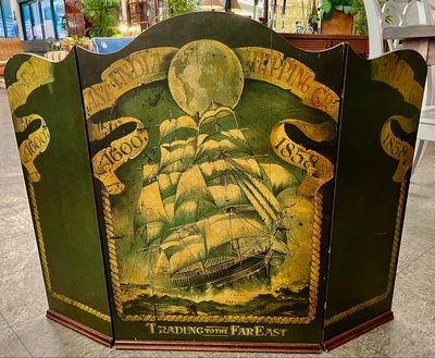 Painted Tri-Fold Fire Screen