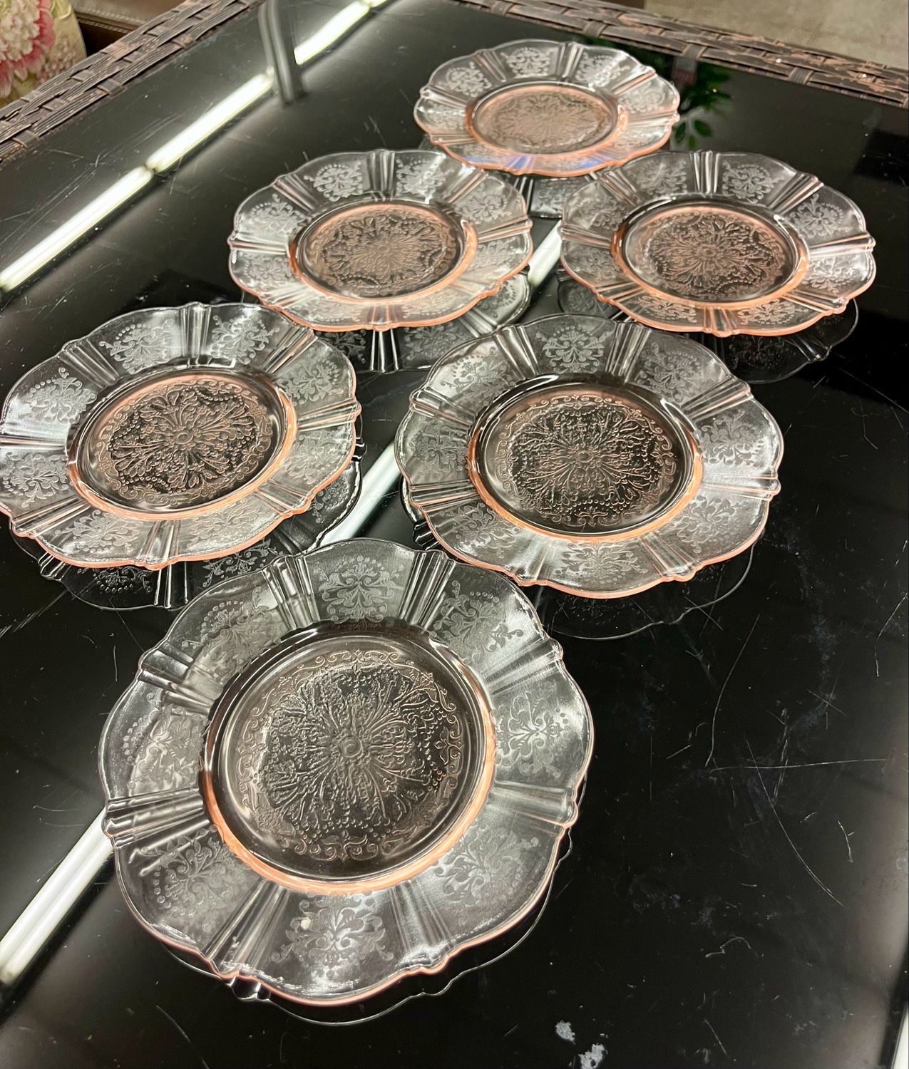 Depression Glass Plate Set