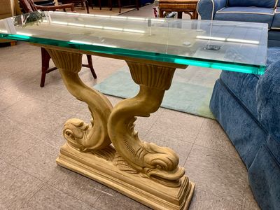 Hollywood Regency Double Dolphin Console