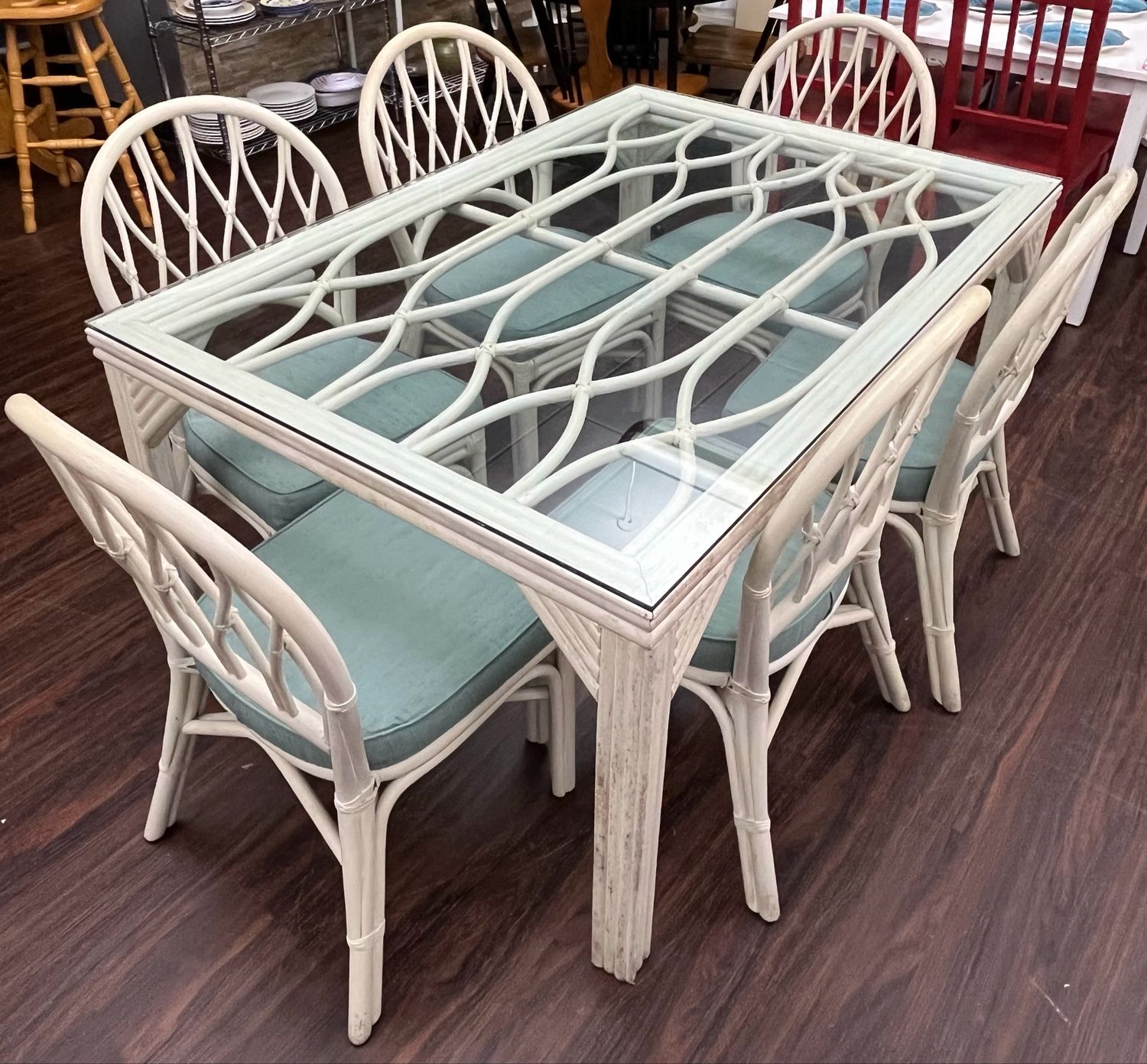 7 PC Coastal Rattan Dining Set 7 PC Coastal Rattan Dining Set