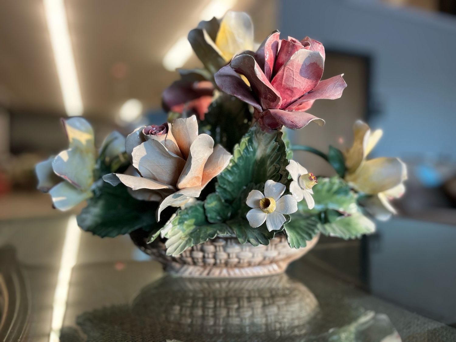 Capodimonte Porcelain Flower Basket Capodimonte Porcelain Flower Basket