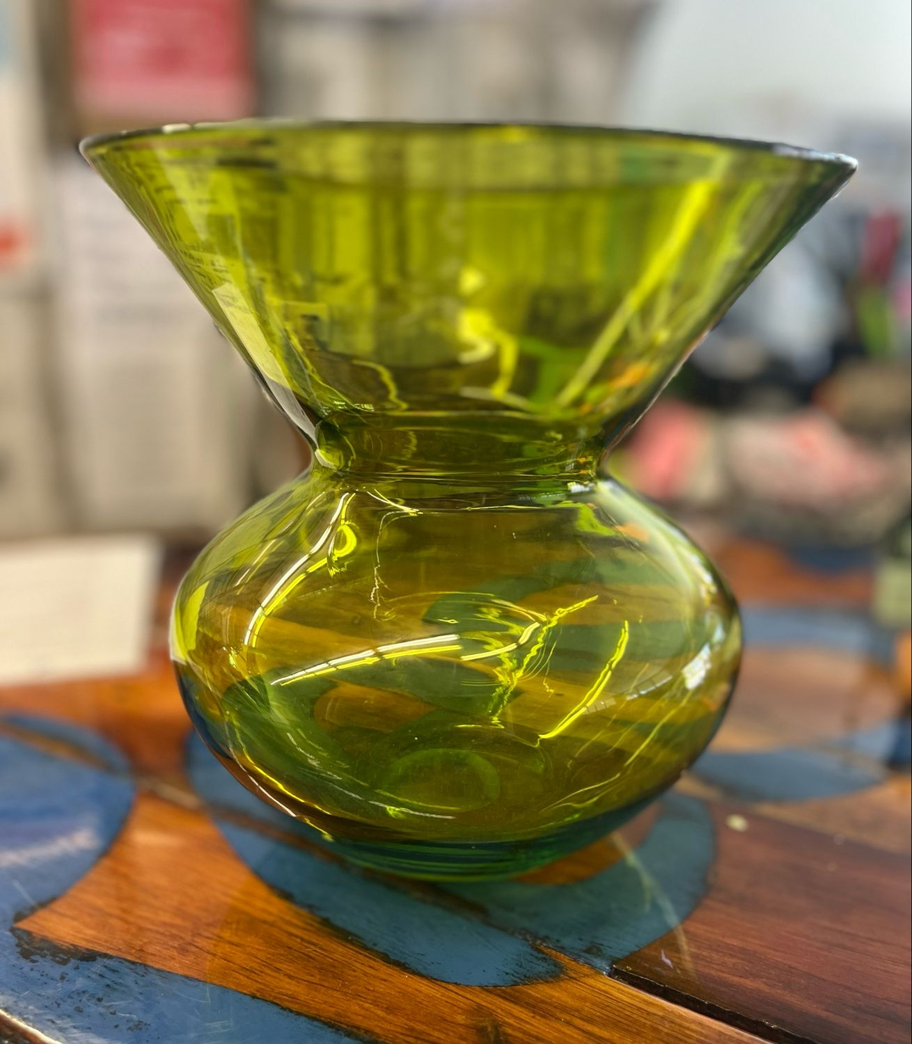 MCM Handblown Avocado Green Vase