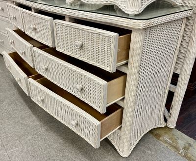 7 Drawer Creamy White Wicker Dresser 7 Drawer Creamy White Wicker Dresser