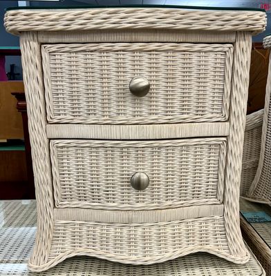 Wicker Nightstand with Metal Drawer Nobs Wicker Nightstand with Metal Drawer Nobs