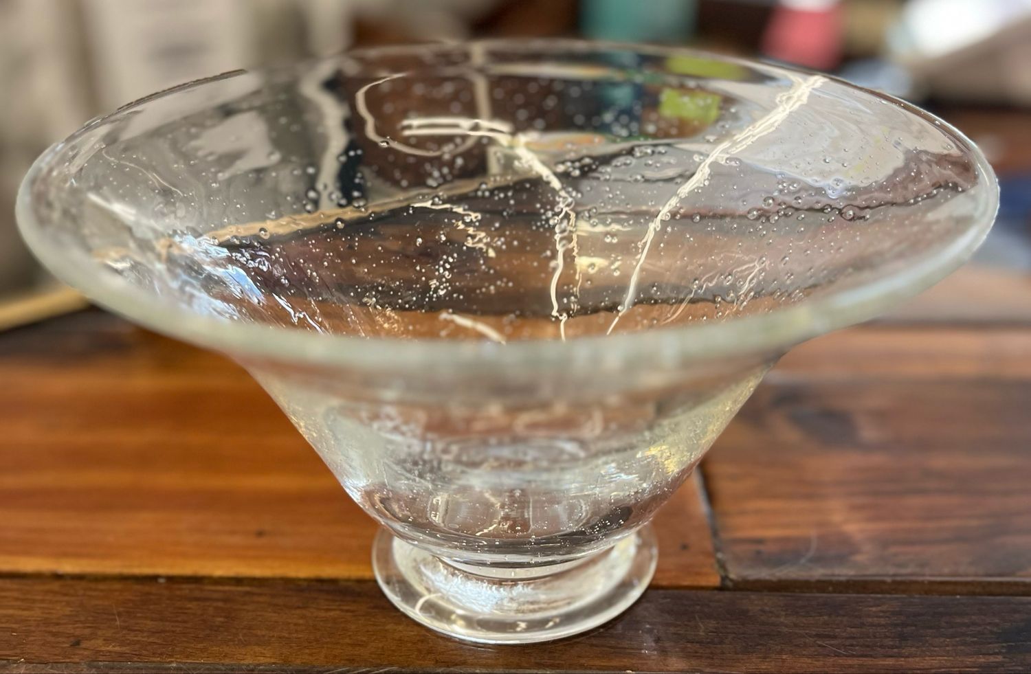 Hand Blown Bowl with Controlled Bubbles