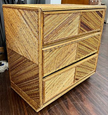 Vintage Pencil Reed Bamboo Dresser