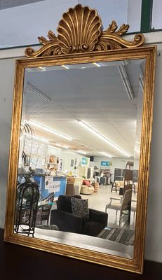 Hollywood Regency Style Giltwood Beveled Mirror