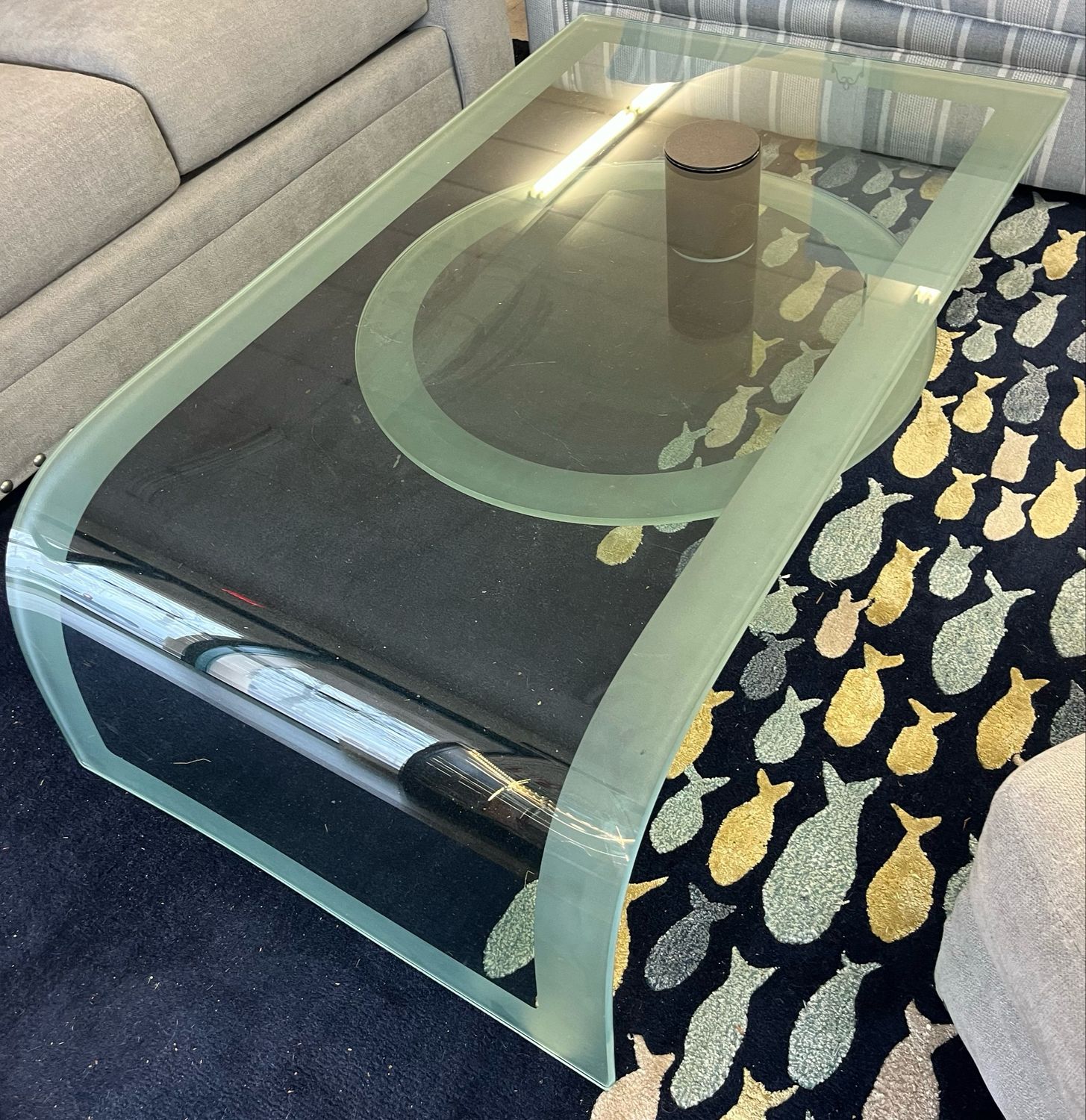 Post Modern Two Tier Waterfall Glass Cocktail Table